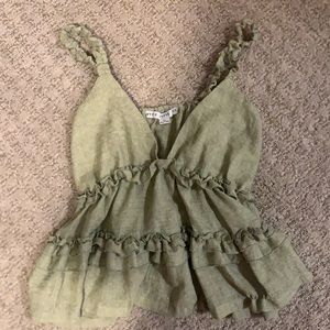 Hyfye lettuce green ruffle tank